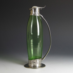Archibald Knox for Liberty & Co Tudric Pewter and Powell Glass Claret Jug (c.1905)