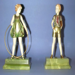 Ferdinand Preiss Sonny Boy & Girl with a Hoop Figures