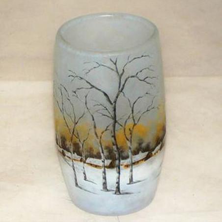 Antique Daum winter scene vase. Cameo Glass (c.1900)