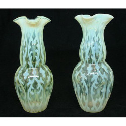 Two Art Nouveau Vaseline Uranium Glass Vases. Poss James Powell (c.1890)