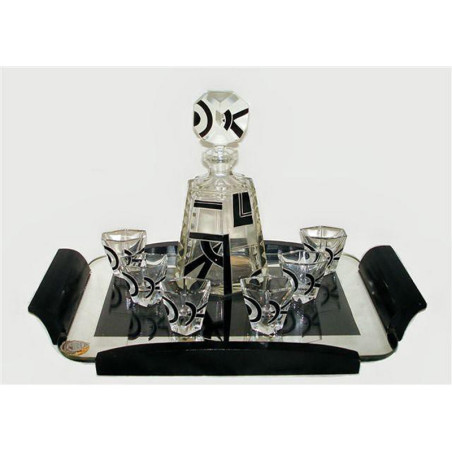 Karl Palda Art Deco Decanter with Six Glasses and Tray (c.1920)
