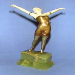Rare Josef Lorenzl Erotic Cabaret Girl Bronze & Ivory Figure