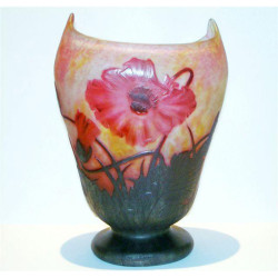 Daum Pedestal Vase Decorated with Poppy Flowers & Leaves (c.1900)