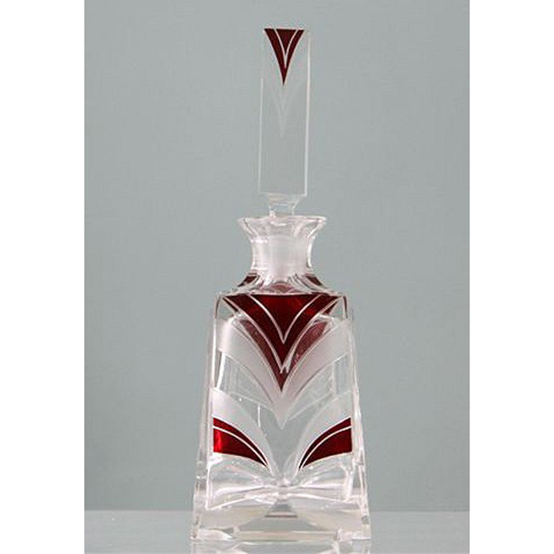 Karl Palda Bohemian Art Deco red and clear glass perfume bottle (c.1920)