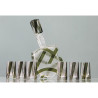 Karl Palda Bohemian Art Deco green and white glass decanter with six shot glasses (c.1920)
