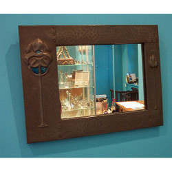 Antique Liberty & Co wall mirror. Original enamel and mirror. (c.1900)