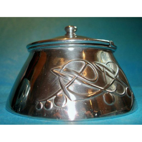 Archibald Knox for Liberty & Co antique inkwell. Pewter with original clear glass liner (c.1903)