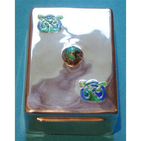 Archibald Knox for Liberty & Co Cymric silver, turquoise and enamel box. (1907)