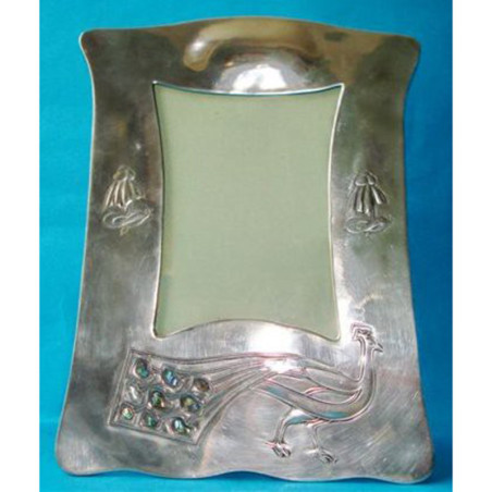 Liberty Peacock Pewter & Abalone Shell Picture Frame. Circa 1900