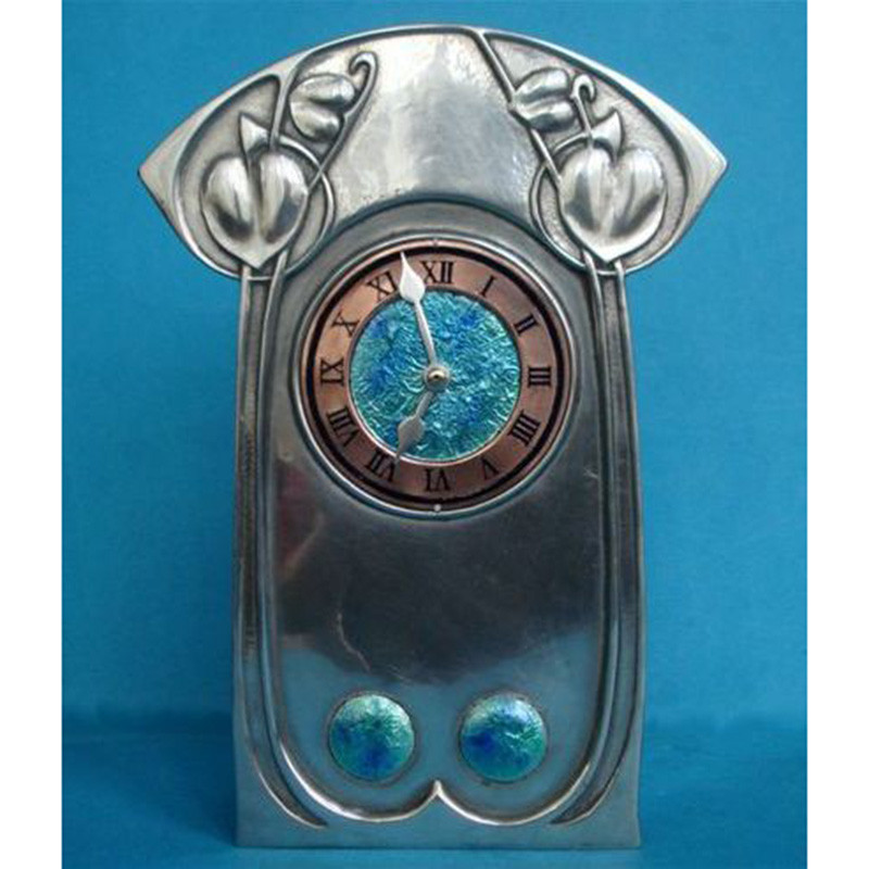 Archibald Knox for Liberty & Co Pewter Clock with Working Movement