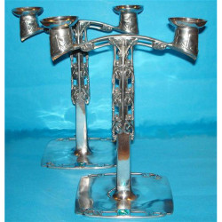 Archibald Knox for Liberty & Co Pewter and Enamel Candleabra