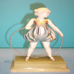 Ferdinand Preiss Hoop Girl Bronze & Ivory Figure