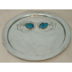 Archibald Knox for Liberty & Co Pewter and Enamel Tray