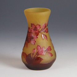 Emile Galle (French, 1846-1904) Crimson Flowers Cameo Glass Vase (c.1900)