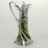 WMF Art Nouveau Silver Plated Claret Jug with Original Green Glass Liner