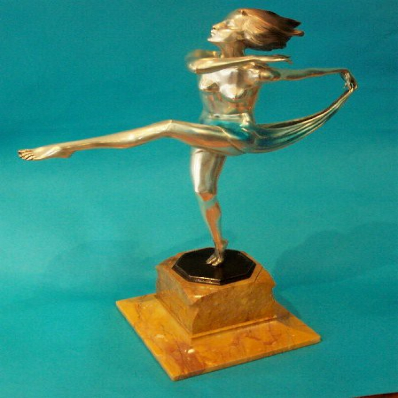 Josef Lorenzl Scarf Dancer Cold Painted & Silvered Bronze