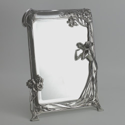 WMF Art Nouveau Silver Plated Easel Mirror with Original Beveled Glass