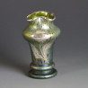 Johann Loetz Art Nouveau Glass Vase with Floral Silver Overlay