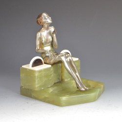 Josef Lorenzl Art Deco Bronze of Seated Lady with Cigarette