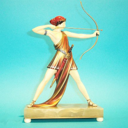 Ferdinand Preiss Archer Bronze and Ivory Figure