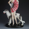 Josef Lorenzl (Austrian, 1892-1950) Goldscheider, Art Deco Ceramic Figure of a Female with Borzoi Dog