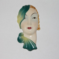 Art Deco Porcelain Female Profile Wall Mask designed by Lorenzl and Produced By Katzhutte (c.1930)