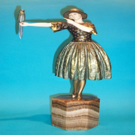 D. H. Chiparus Indiscreet Bronze and Ivory Female Figure