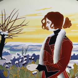 Carl Luber for Johann Von Schwarz Art Nouveau Tubelined Tiled Tray