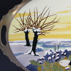 Carl Luber for Johann Von Schwarz Art Nouveau Tubelined Tiled Tray