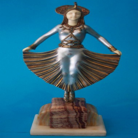 Gori Egyptian Dancer Female Bronze & Ivory Figure