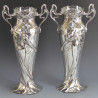 WMF Art Nouveau Silver Plated Vases with Original Crystal Cut Glass Liners (c.1906)