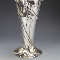 WMF Art Nouveau Silver Plated Vases with Original Crystal Cut Glass Liners