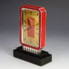 Art Deco Silver and Enamel Table Clock. Swiss