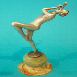 Josef Lorenzl Nude Female Flute Dancer Bronze Figure