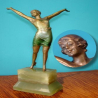 Josef Lorenzl Dancer in Green Camisole Bronze Figure