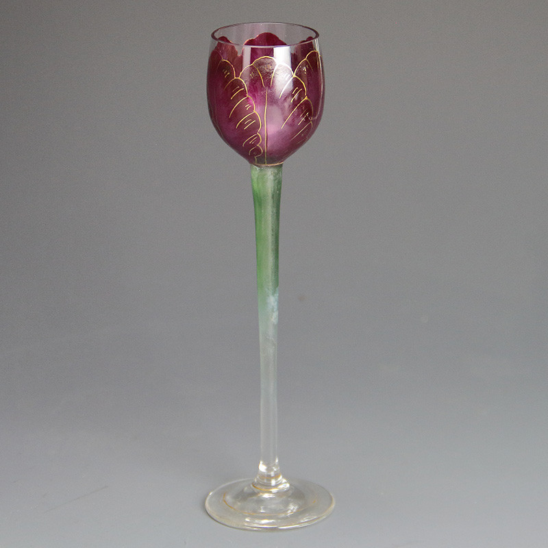 Fritz Heckert Art Nouveau Enamelled and Gilded Liquer Glass (c.1890)