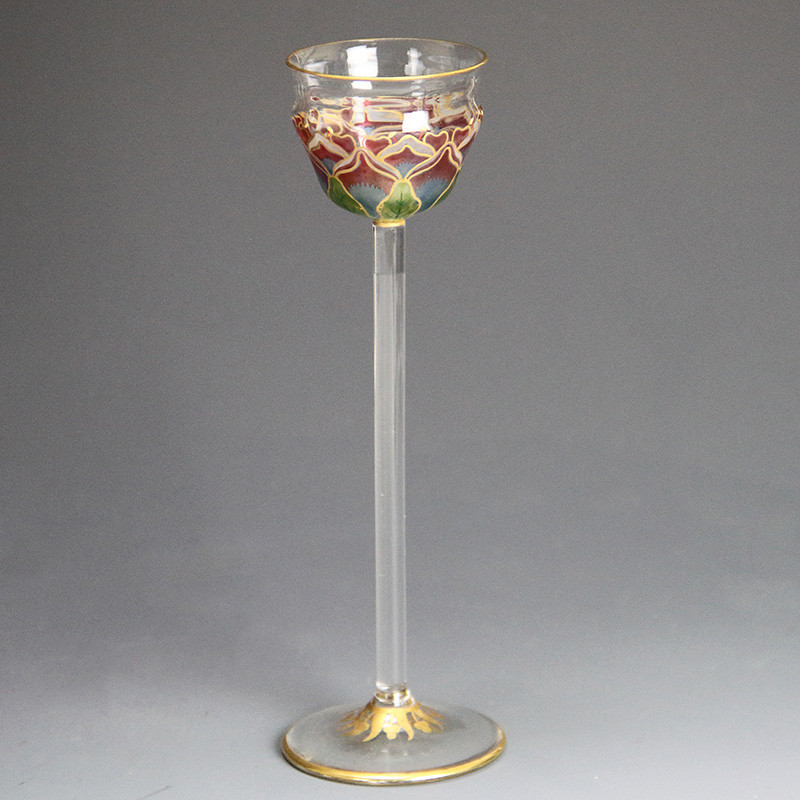 Fritz Heckert Art Nouveau Enamelled and Gilded Liqueur Glass (c.1890)