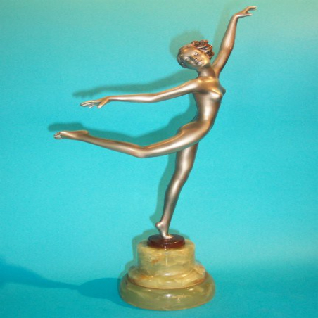 Josef Lorenzl Nude Female Dancer Bronze Figure