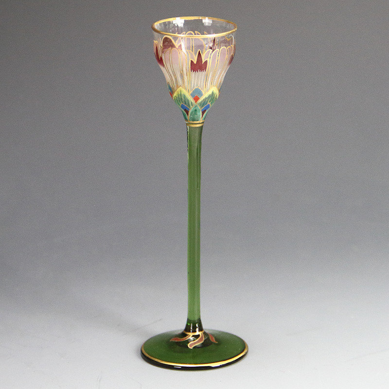 Fritz Heckert Art Nouveau Enamelled and Gilded Liqueur Glass (c.1880)