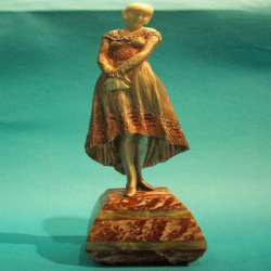 Samuel Lypchytz Woman in a Gown Bronze and Ivory Figure