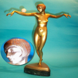 Paul Philippe Ball Dancer Nude Female Bronze & Ivory Figure