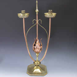Arts & Crafts Copper and Brass Large Candelabra