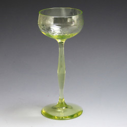 Ten Art Nouveau Vaseline / Uranium Wine Glasses