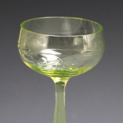 Ten Art Nouveau Vaseline / Uranium Wine Glasses