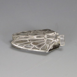Art Nouveau French Silver Mounted Glass 'Cicada' Perfume Flask