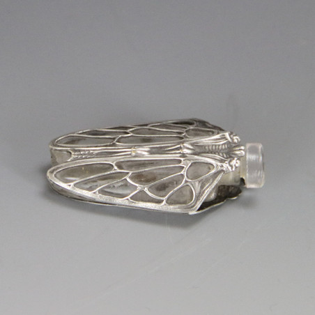 Art Nouveau French Silver Mounted Glass 'Cicada' Perfume Flask