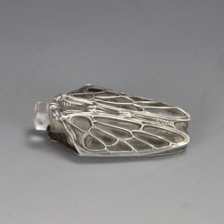 Art Nouveau French Silver Mounted Glass 'Cicada' Perfume Flask