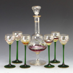 Theresienthal Hand Enameled Glass Liqueur Set