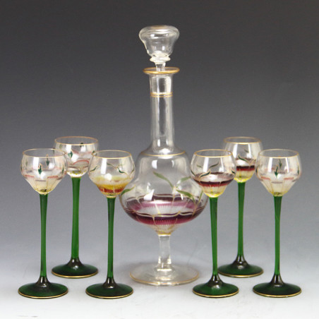 Theresienthal Hand Enameled Glass Liqueur Set