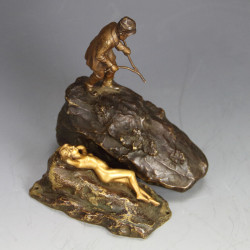 T Curts (Carl Kauba) Patinated Two Piece Bronze